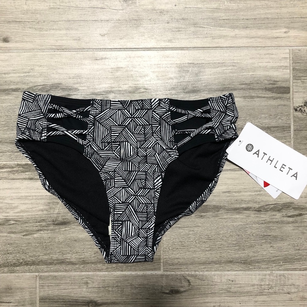 Athleta Black and White Criss Cross Bikini Bottom
